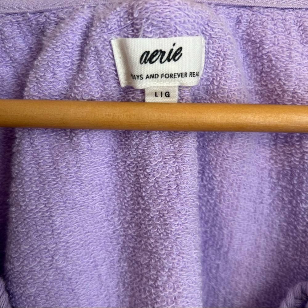 Aerie Women’s Easy Street Cotton Oversized Gauzy Sweatshirt in Lavender, Large - Picture 3 of 8